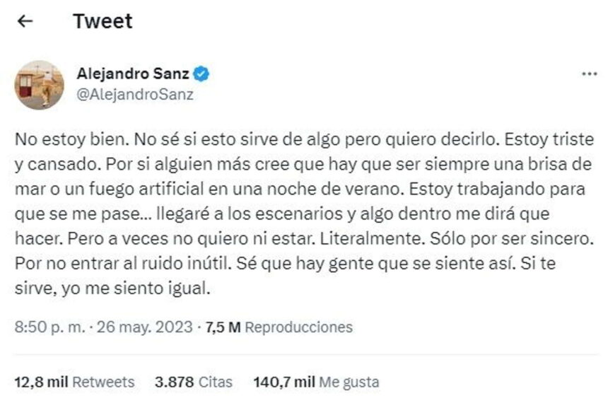 Alejandro Sanz tiene el corazón “partío”