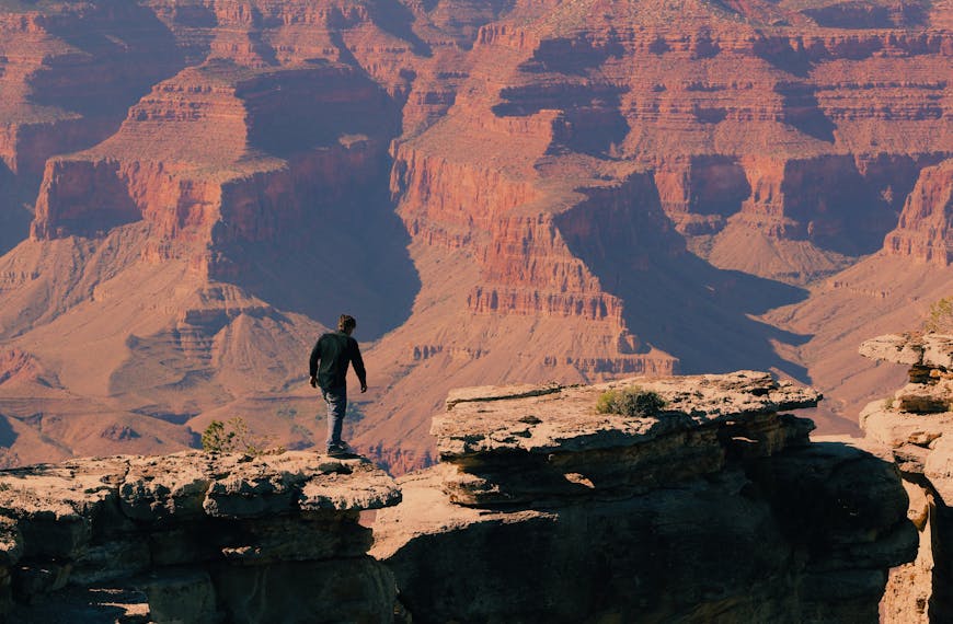 Bird's Eye-view of a Man on Grand Canyon Mountain