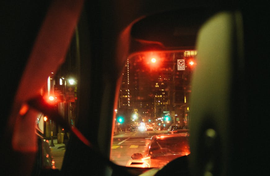 View Of The Road From Inside A Car