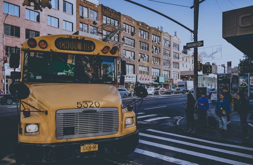 Yellow Bus on Street