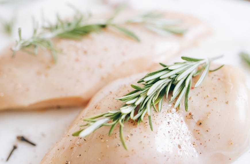 Herbs on Raw Chicken Breasts