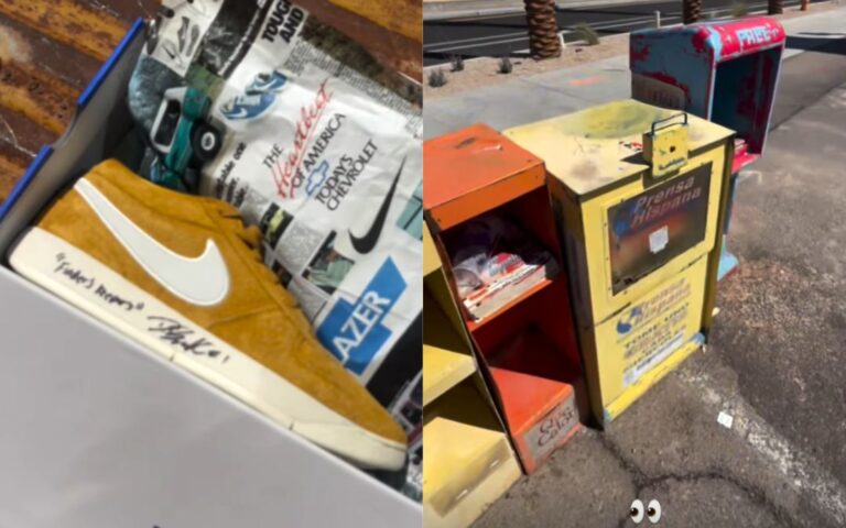 Devin Booker esconde sneakers autografiados en el rack de Prensa Arizona en Phoenix