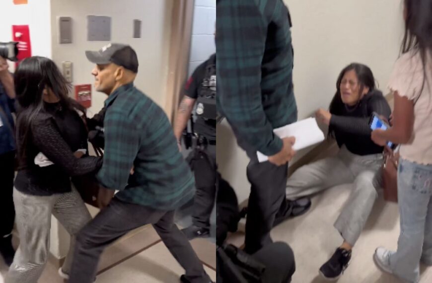Agente de ICE es removido tras empujar a esposa de inmigrante (VIDEO)