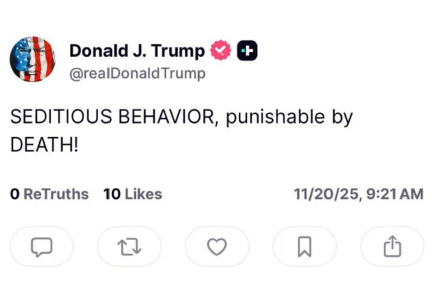 Llama Trump a ejecución de demócratas, por mensaje para “desobedecer órdenes ilegales”