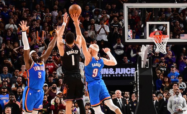 Con un triple histórico, Devin Booker fulmina al Thunder en el último segundo