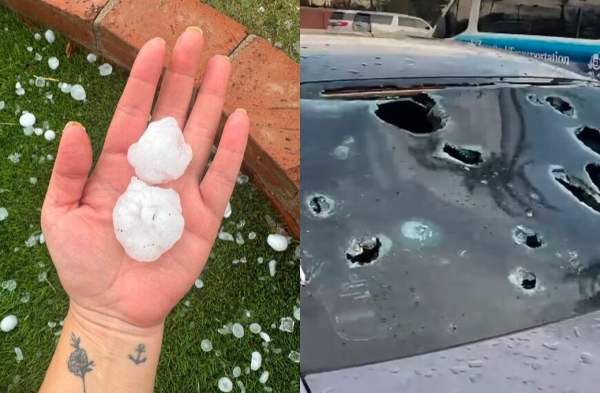 Brutal granizada deja autos destrozados, apagones y árboles caídos